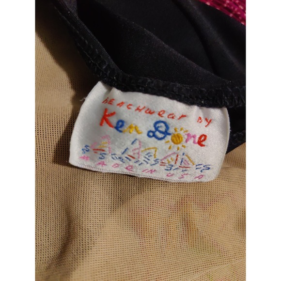 Ken Done Vintage Black Embroidered Fish Scoop Back One Piece Swimsuit 12 - Picture 8 of 9